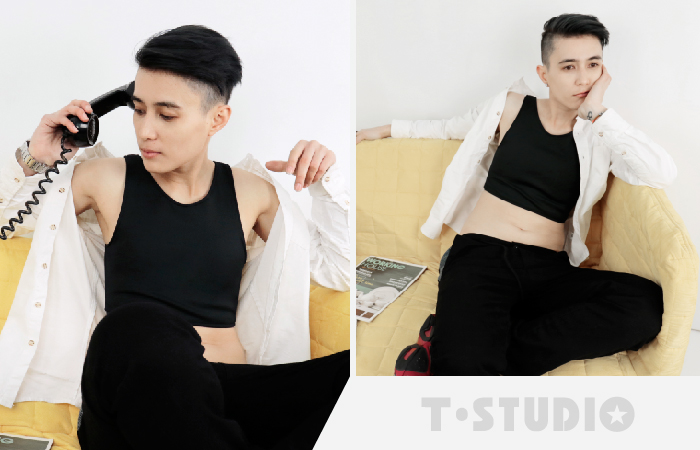 T-STUDIO-U領小蛙系列/吸濕排汗粘式半身束胸內衣